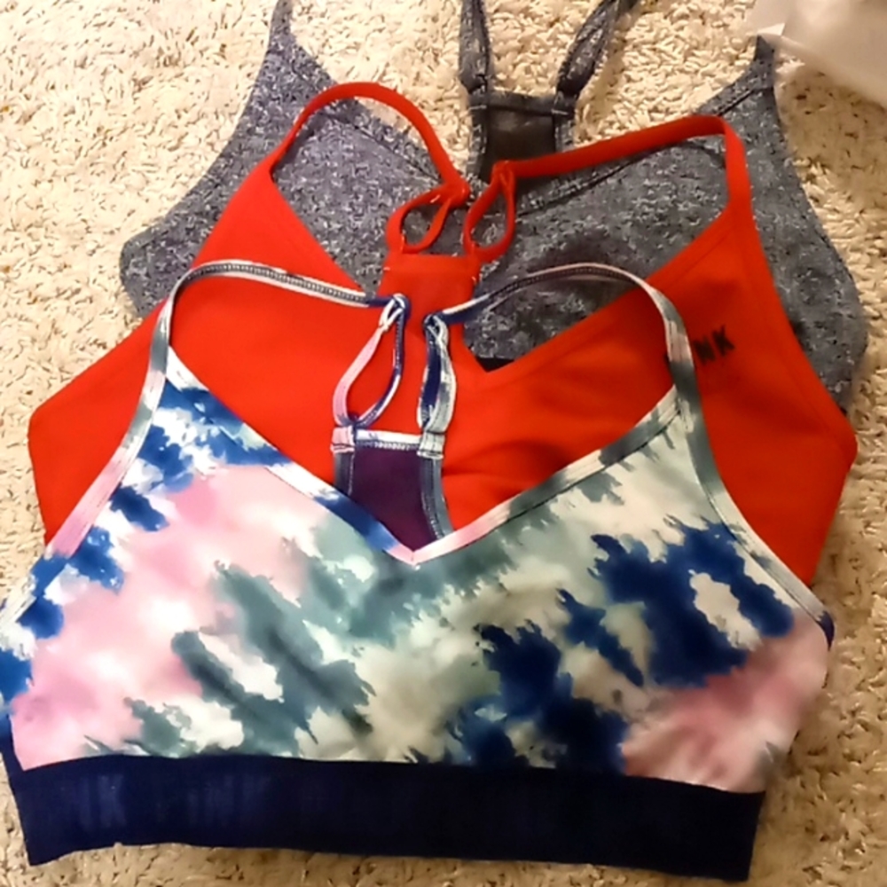 THREE EUC VS PINK sports bras